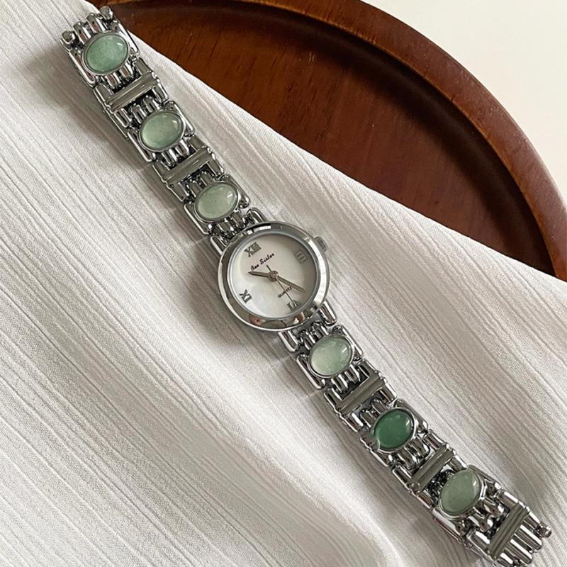 Light Luxury High Quality Watches Women Gemstone Jade Inlaid Small Dial With Clothing Elegant Quartz Watch Women Gift