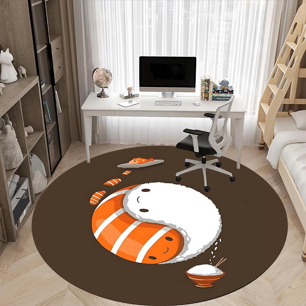 1pc Sushi Rice Office Round Area Rug, Under Office Chairs Bedroom Living Room Home Decor, Room Deco, Available in Various Sizes