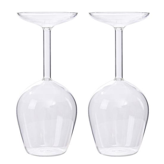 1/2Pcs Wine Glass Easy to Clean Dishwasher Safe Large Capacity Inverted Striped Design High Transparency Wine Glass