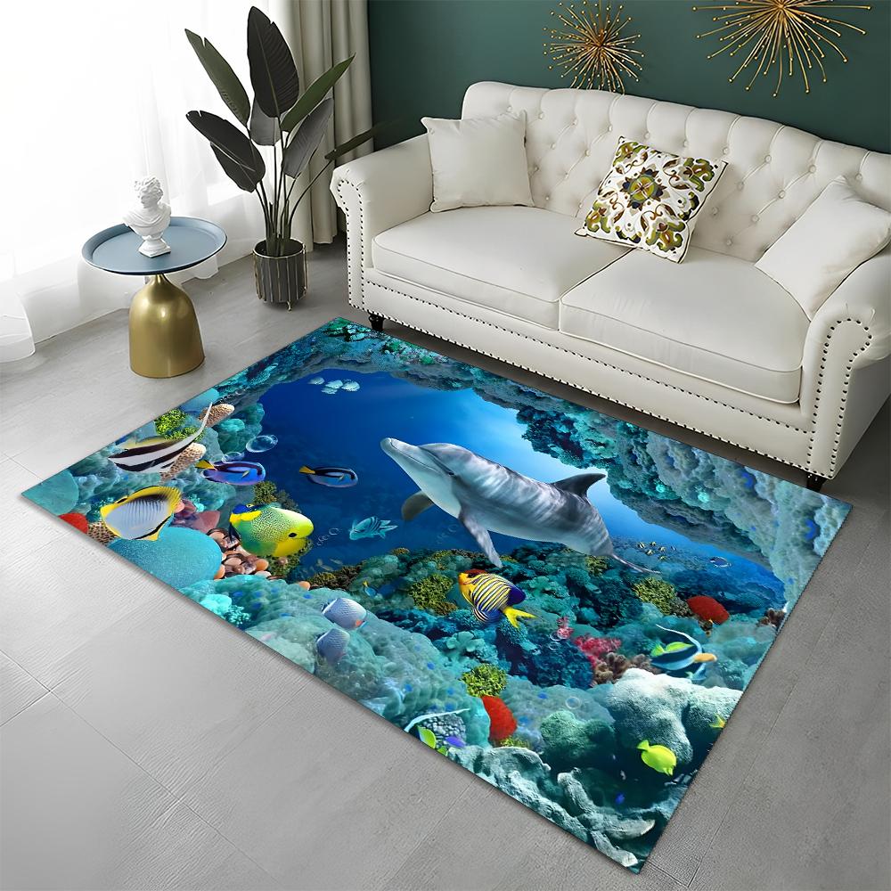 3D ковер-иллюзия морского дна, подводный мир, для дома, гостиной, спальни, дивана, коврик-дверной коврик, декор, детский коврик, нескользящий напольный коврик