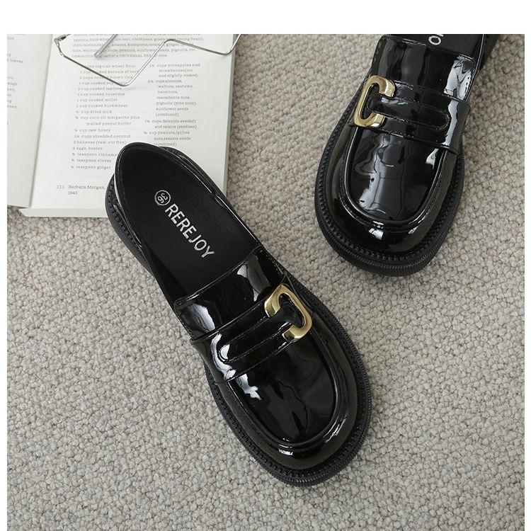 British Love Женские 2025 Весна Новые Однотонные Туфли на Плоской Подошве Мягкая Подошва Универсальные Маленькие Кожаные Туфли Однопедальные Однотонные Туфли Женские