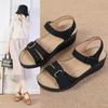 2025 new foreign trade sandals women's Amazon slope heel Velcro thick sole large size with sandals in stock