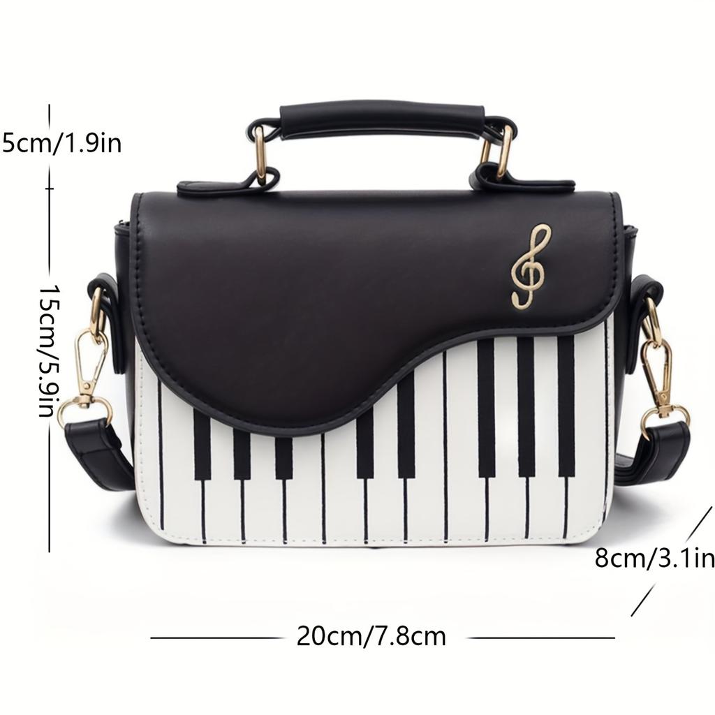 Piano Guitar Music Notes Handbag Creative PU Leather Tote Bag Trendy Crossbody Bag For Women Girls