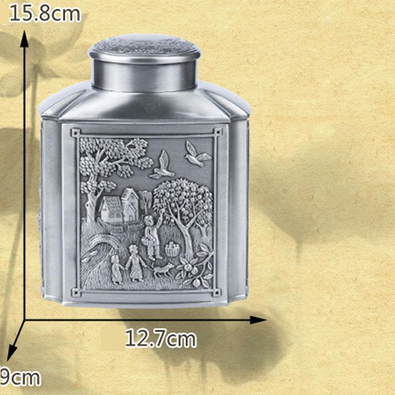 Large Capacity Retro Metal Tea Canister with Lid Chinese Style Kitchen Dining Home Decor Creative Storage Jar for Tea