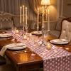 Valentines Day Sequined Mesh Table Runner Love Heart Romantic Glitter Table Linens Sparkly Surface European Table Flag