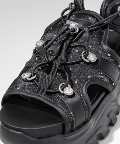 Спортивные сандалии с прозрачными вставками и украшениями PR35183 BLACK S