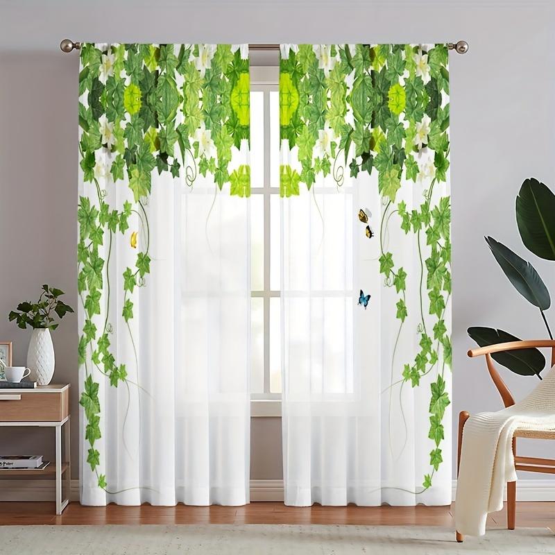 2 шт. Цветочный принт пряжи занавески, карниз для оконного оформления для спальни офиса кухни гостиной кабинета домашнего декора