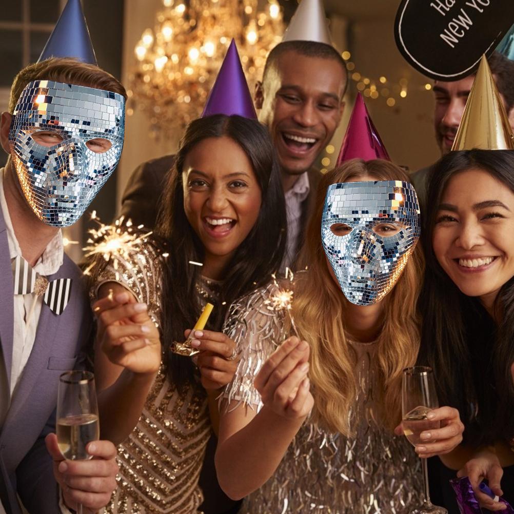 Disco Ball Glitter Face Cover Festival Masquerade Face Covering for DJ Stage Bar Party Holiday Decoration
