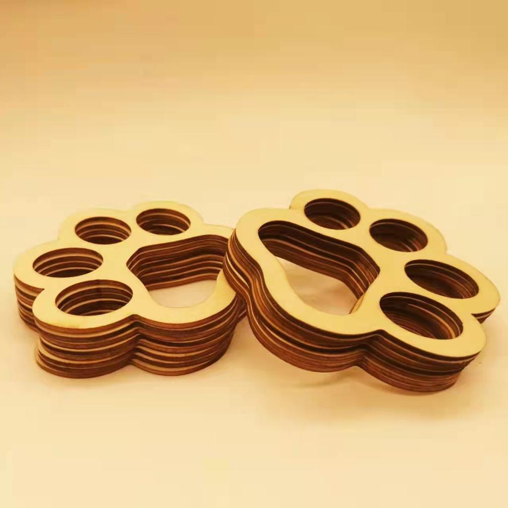30 PCS Wooden Hollow Dog Bone Wooden Paw Print Crafts DIY Gift Party Decoration Label Painting Handmade
