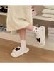 Women's Furry Open-Toe Cotton Slippers - Cute Cartoon Design for Autumn & Winter