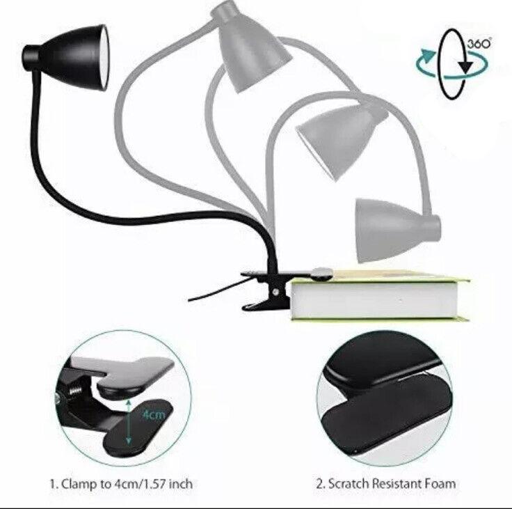 SB Гибкая светодиодная лампа для чтения, настольная лампа с зажимом, настольная ночная лампа для спальни, кабинета