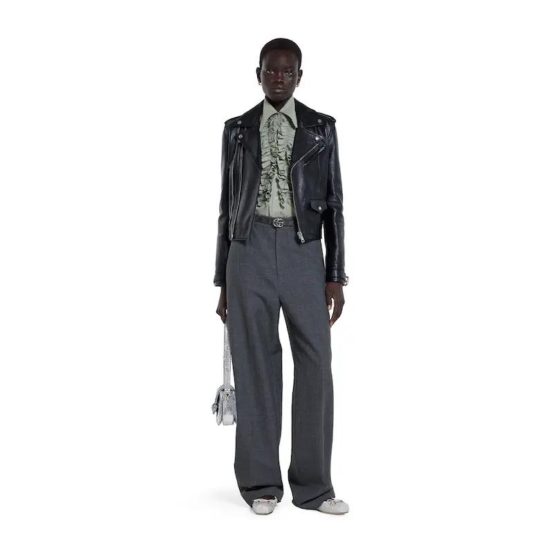 Gucci GG Marmont пряжка для ремня с логотипом Double G, двусторонняя узкая версия, кожаные аксессуары с металлической фурнитурой, женский, черный 847132-FAFGM-1000
