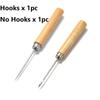 2pcs/lot Wooden Handle Sewing Awl Hand Stitching Leather Bracelet  Taper Craft Needle With/No Hooks For DIY Jewelry Making