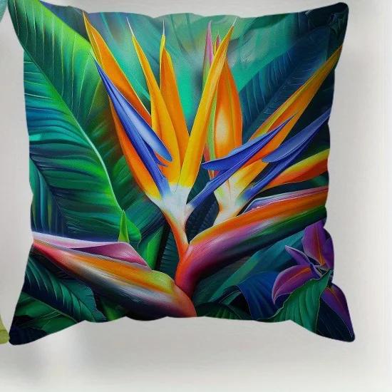Tropical Floral Pillowcase Set ,Sofa Bedroom Cushion Cover, Single-Sided Printing, Without Pillow Core