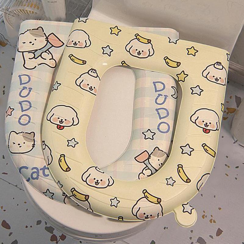 Мультяшный водонепроницаемый чехол для сиденья унитаза, универсальный милый чехол для сиденья унитаза