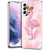 Чехол для телефона Samsung Galaxy S24 Ultra S23 FE S22 S20 S21 5G S10 S9 Plus S10E S8 Мягкий Прозрачный милый Розовые Фламинго лист Чехол