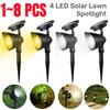 1~8 шт. Солнечные газонные лампы-прожекторы, уличные, IP65, водонепроницаемые, 4 светодиода, ландшафтный светильник, вилла, сад, двор, декор, солнечные светильники