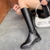 2024 Fashion Ladies Shoes Side Zip Women Boots Winter Round Toe Plush Fleece for Warmth High Tube Low Heel Boots Botas De Mujer