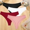 FINETOO 4PCS Cotton Briefs for Lady Sexy Low-Waist Brazilian Panties Female Soft G-String Underwear T-Back Solid Lingerie Bikini