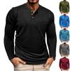 Men's Long Sleeve T-Shirt | 3-Button, Chest Pocket, Solid Color Soft Cotton, Breathable & Skin-Friendly Top For Daily Wear, Layering & Light Sports