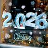 2026 Merry Christmas Window Stickers Cartoon Snowman Snowflakes Glass Decals New Year Home Decoration Electrostatic Sticker Gift
