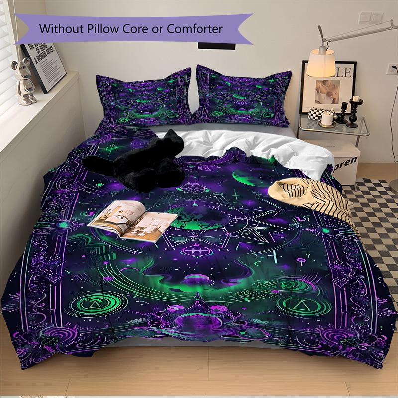 3pcs Cosmic Mandala Bedding Set, Includes 1 Comforter + 2 Pillowcases, Without Pillow Inserts, Soft Comfortable, Lightweight Breathable053