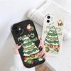 Slim Skin Feeling Cartoon Christmas Tree Soft Silicone PU Leather Cover Phone Case for iPhone Samsung Huawei Honor Xiaomi Redmi OPPO Realme Vivo
