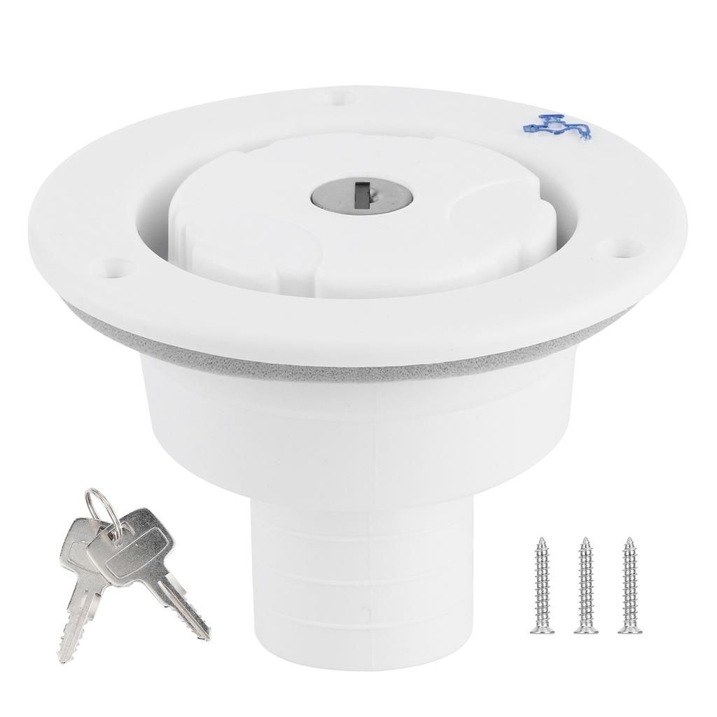 Круглый вход для воды, запорный клапан, порт заполнения бака, WKey для автофургона, яхты, кемпинга, автомобиля, прицепа, белый