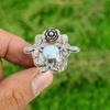 Натуральный Ларимар Драгоценный Камень Серебро 925 Пробы Кольцо Обещание Цветок Регулируемое Для Девочек