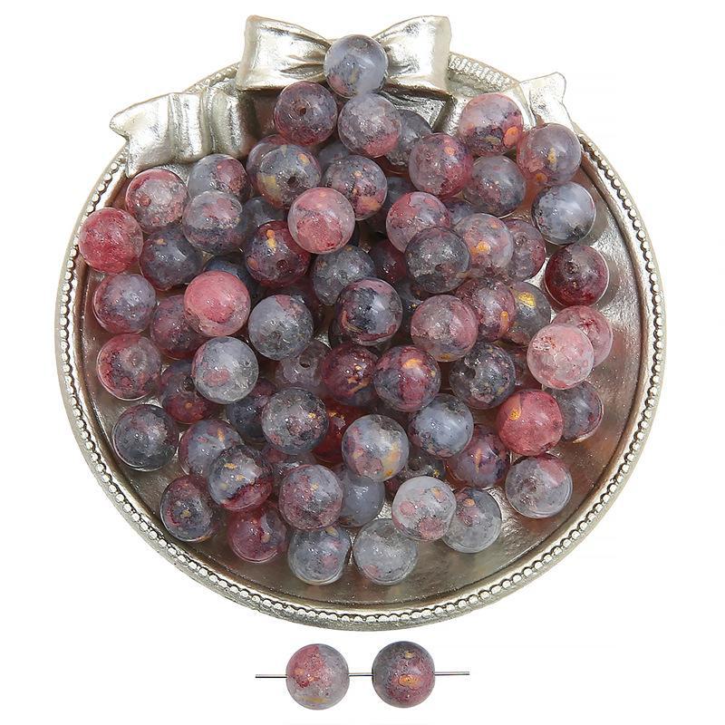 Комплект браслетов из бисера Summer Jelly Gold Glitter: Двойные стеклянные круглые бусины и полусахарные пузырчатые бусины