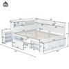 Children's bed, 140 x 190 cm, single bed, multifunctional bed with drawers and shelves, storage space, slatted frame, mattress not included, white.