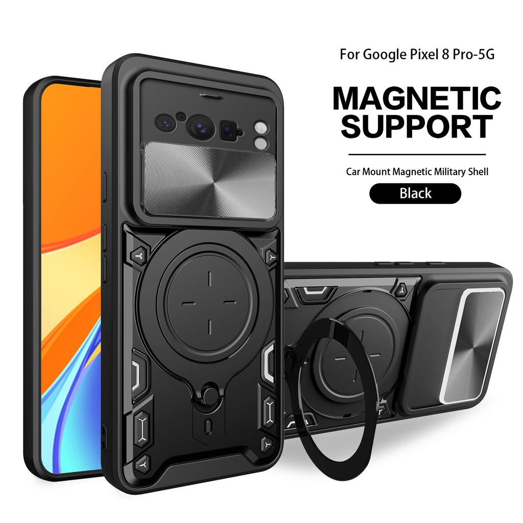 Magsafe Магнитный защитный чехол для камеры для Google Pixel 8 Armor Hybrid Metal Ring Back Cover для Google Pixel 8 Pro