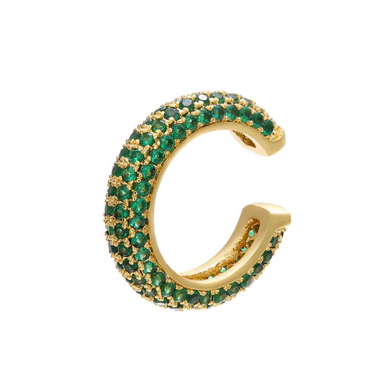 «Серьги-каффы с микроинкрустацией из цветного циркония, медь с покрытием из 18-каратного золота»