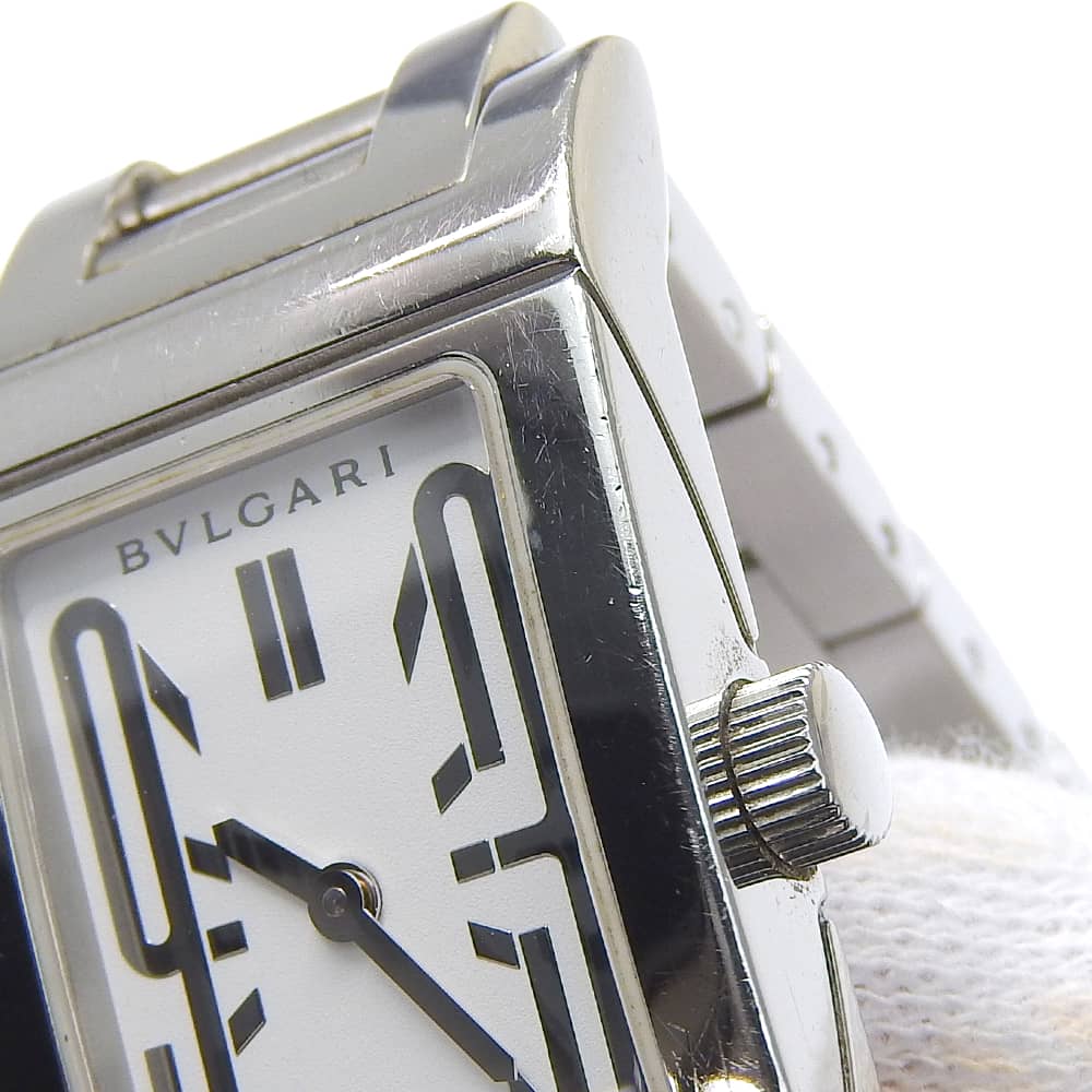 Bvlgari Rettangoro Часы RT39S Серебристый Белый Циферблат Нержавеющая Сталь Кварцевые Аналоговый дисплей Женские Б/У