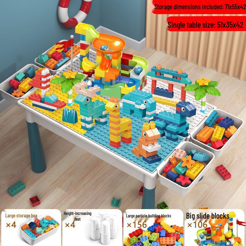 Large Particle Multifunctional Building Blocks Table for Early Education Games