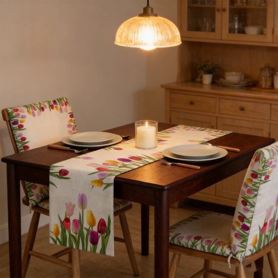 Тюльпан Скатерть Весна Лето Цветочная Льняная Скатерть Цветущие Цветы Защита Стола для Обеденного Стола Домашний Декор Фермерского Дома Пикник Вечеринка