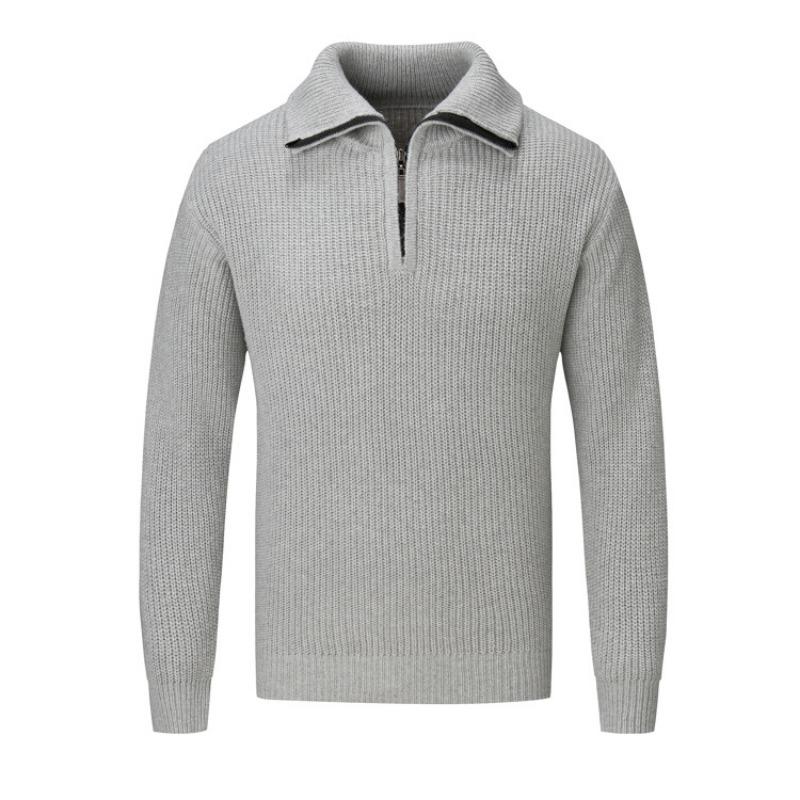 Men Half Zip Stand Collar Long Sleeve Thick Casual Knitted Pullover Sweater