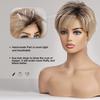 HAIRCUBE Lace Front Wigs Pixie Cut Wig Human Hair Wigs with Bangs Blonde Natural Short Wigs Layered Wavy Women