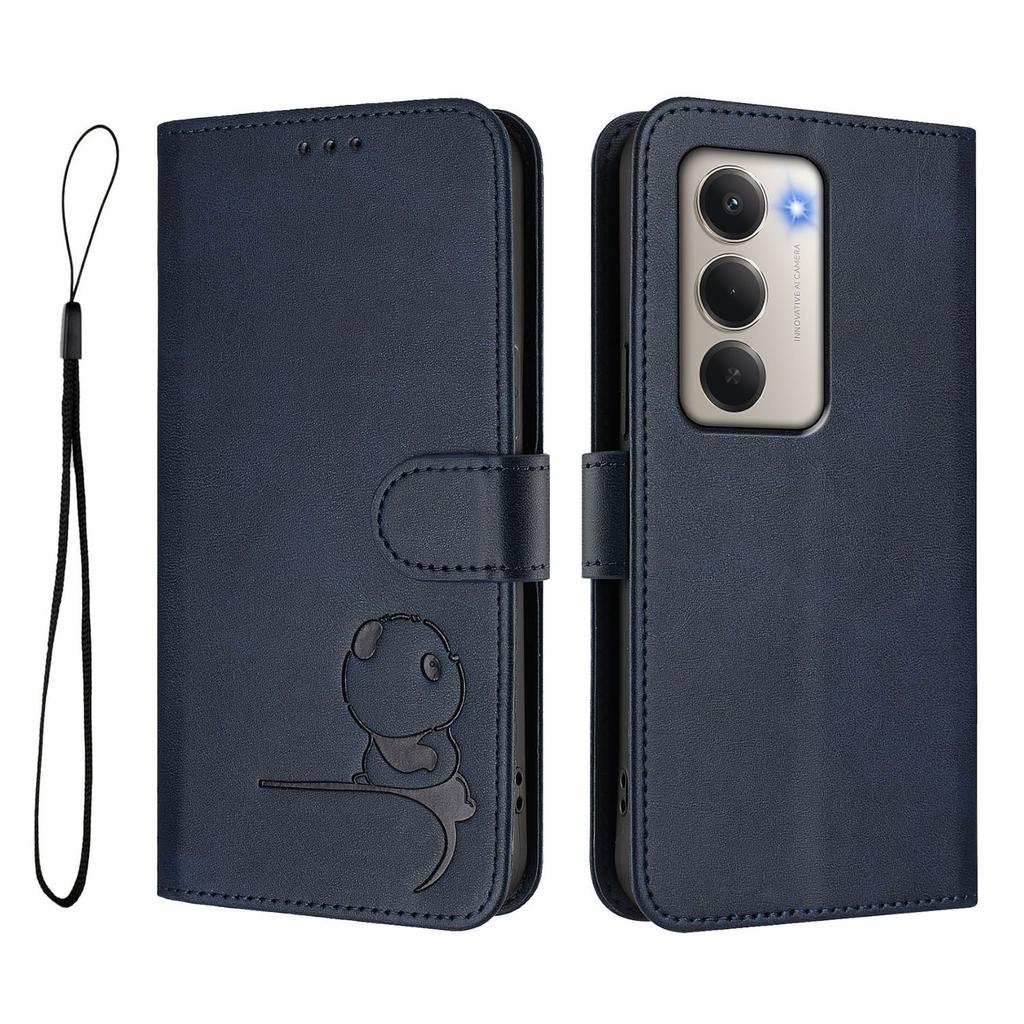 Для Xiaomi Redmi 15 4G (США) (171 мм) Чехол Panda Imprint Кожаный кошелек с блокировкой RFID Чехол для телефона с ремешком на запястье