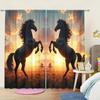 2 шт. Шторы с принтом «Коричневый конь под закатом» для домашнего декора — оконные карманы для спальни, офиса, кухни