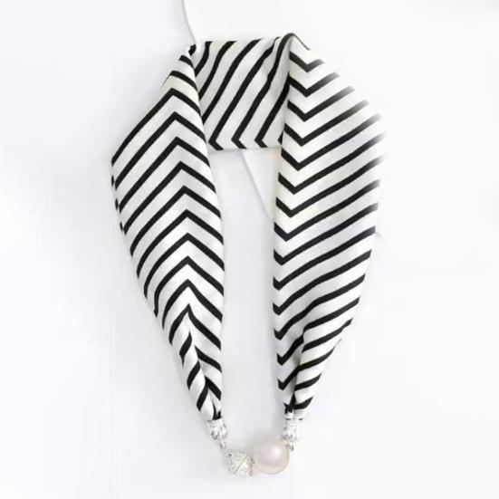 Women Chiffon Scarf Magnetic Buckle Bright Color Printing Necklace Style Decorative Thin Scarf Garment Accessories