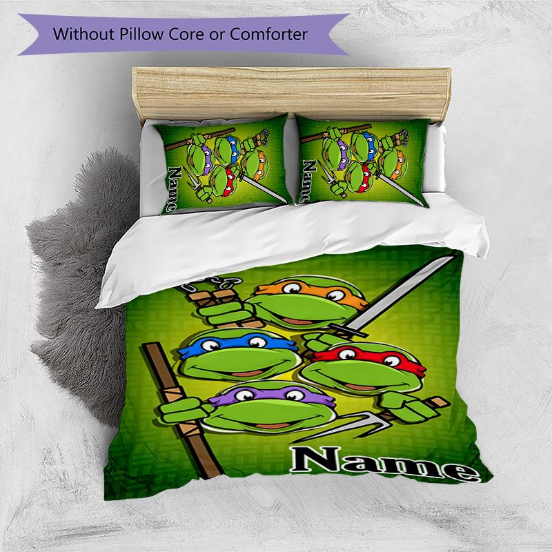 3pcs TMNT Cover Set - Personalized Name, HD Printed Bedding with 1 Cover and 2 Pillowcases - Perfect for Home Decor, Easy Care