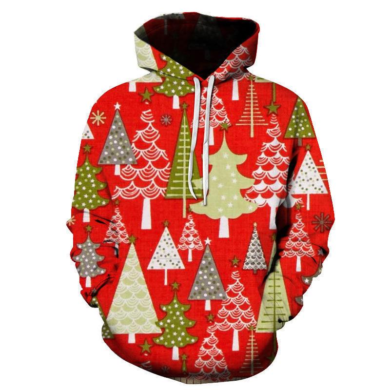 Autumn and Winter Men's Christmas New Year 3D Printed Hooded Comfortable and Breathable Hoodies & Sweatshirts (men’s)