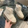 Fur Platform Flats Ankle Women Boots Winter Warm Shoes 2025 Brand Trend New Short Plush Gladiator Sneaker Travel Botas Mujer