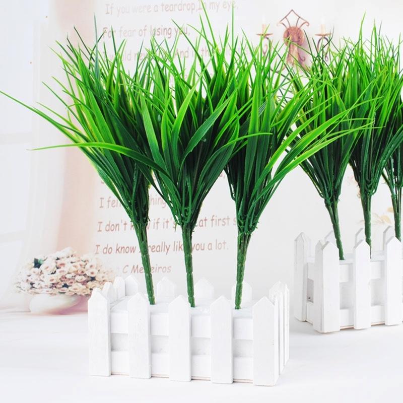 7 Fork One Bouquet Green Leaf Plant Plastic Artificial Grass Leaf Home Decoration MIT