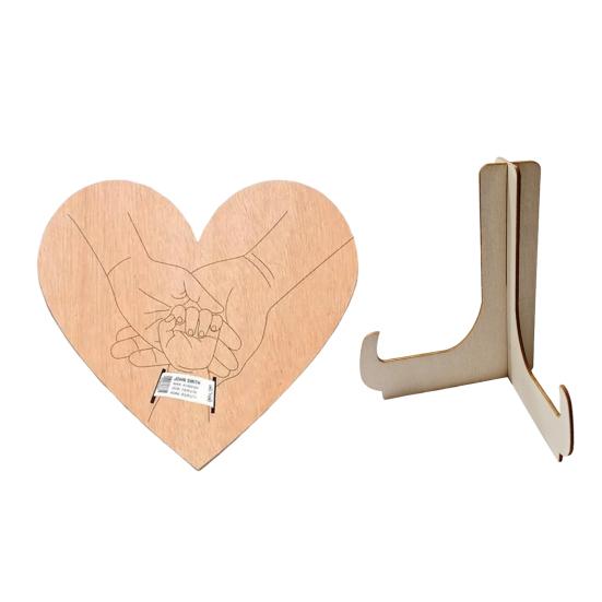 Wooden Baby Birth Wristband Display Board with Base Smooth Edge Burr Free