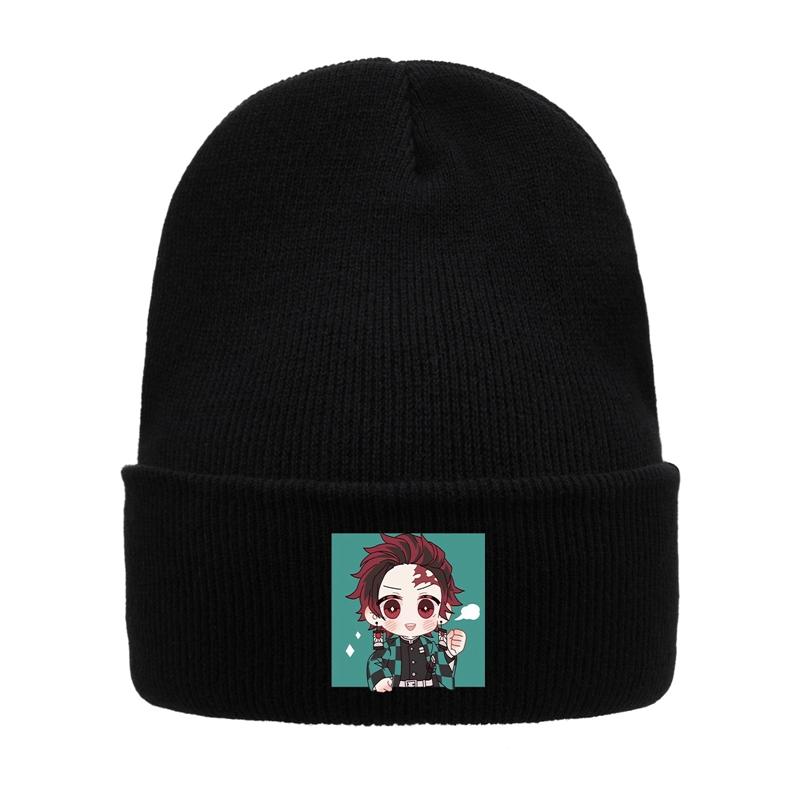 Demon Slayer Eyes Knitted Hat For Women Unisex Beanies Winter Hats Polyester Kimetsu No Yaiba Anime Manga Hip Hop Melon Cap