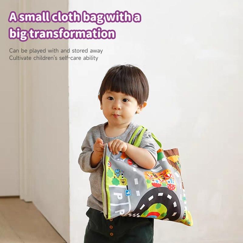 Мягкий игрушечный набор с игровым ковриком и 9 транспортными средствами для игрушек, развивающая игрушка для раннего развития ребенка, игрушка для взаимодействия родителей и детей, звуковая бумажная погремушка