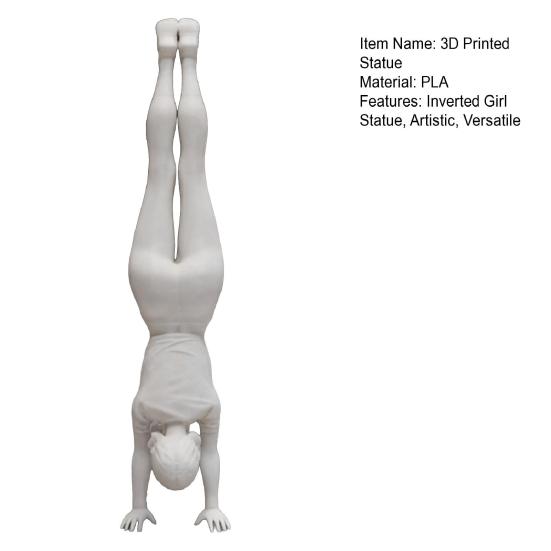 Inverted Girl Figurine, 3D Printed Inverted Athlete Statue, White Sporty Girl Sculpture for Home Table Shelf Decor