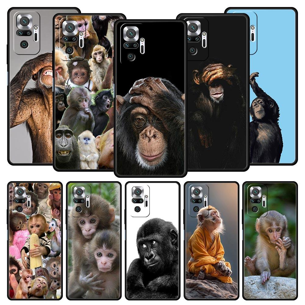 Милый забавный чехол-обезьянка для телефона Xiaomi Redmi Note 14 13 12 5G 11 10 Pro Plus 4G 9S 9 14C 13C 12C 10C 9C 9A Мягкий чехол из ТПУ